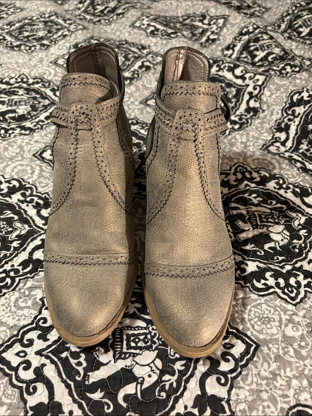 Very G Metallic Taupe Ankle Booties